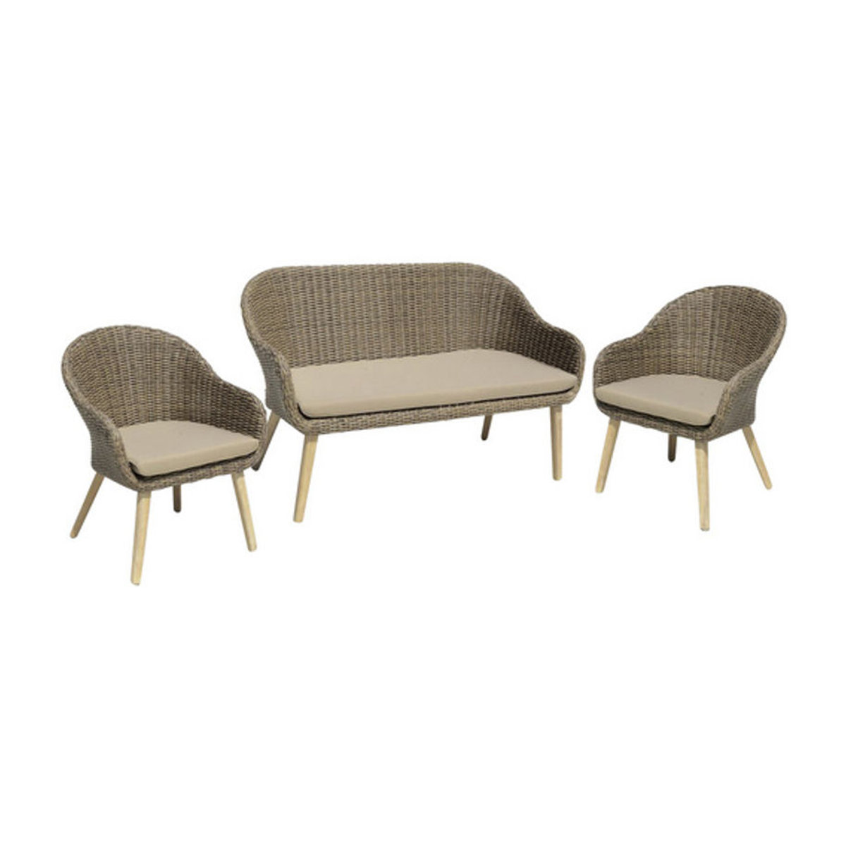 Garden Pleasure Lounge-Gruppe PUEBLO 4-teilig aus Polyrattan in Braun - Bild 2