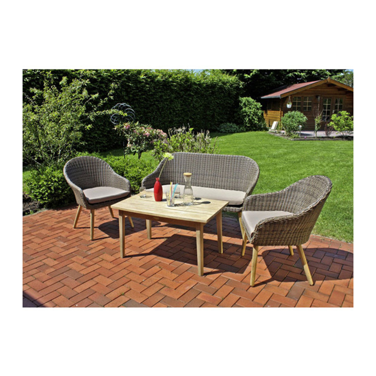 Garden Pleasure Lounge-Gruppe PUEBLO 4-teilig aus Polyrattan in Braun - Bild 3