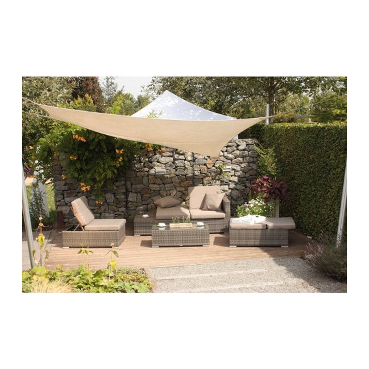 Garden Pleasure Loungegruppe Alcudia aus Polyrattan in Grau Taupe Meliert - Bild 1