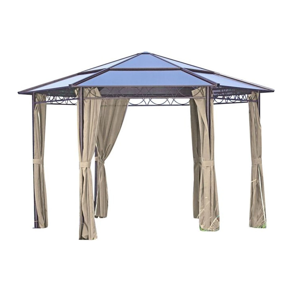 Garden Pleasure Pavillon SALMON, 6-eckig, B/T: 395 x 395 cm, Höhe: 270 cm, Grau - Bild 1