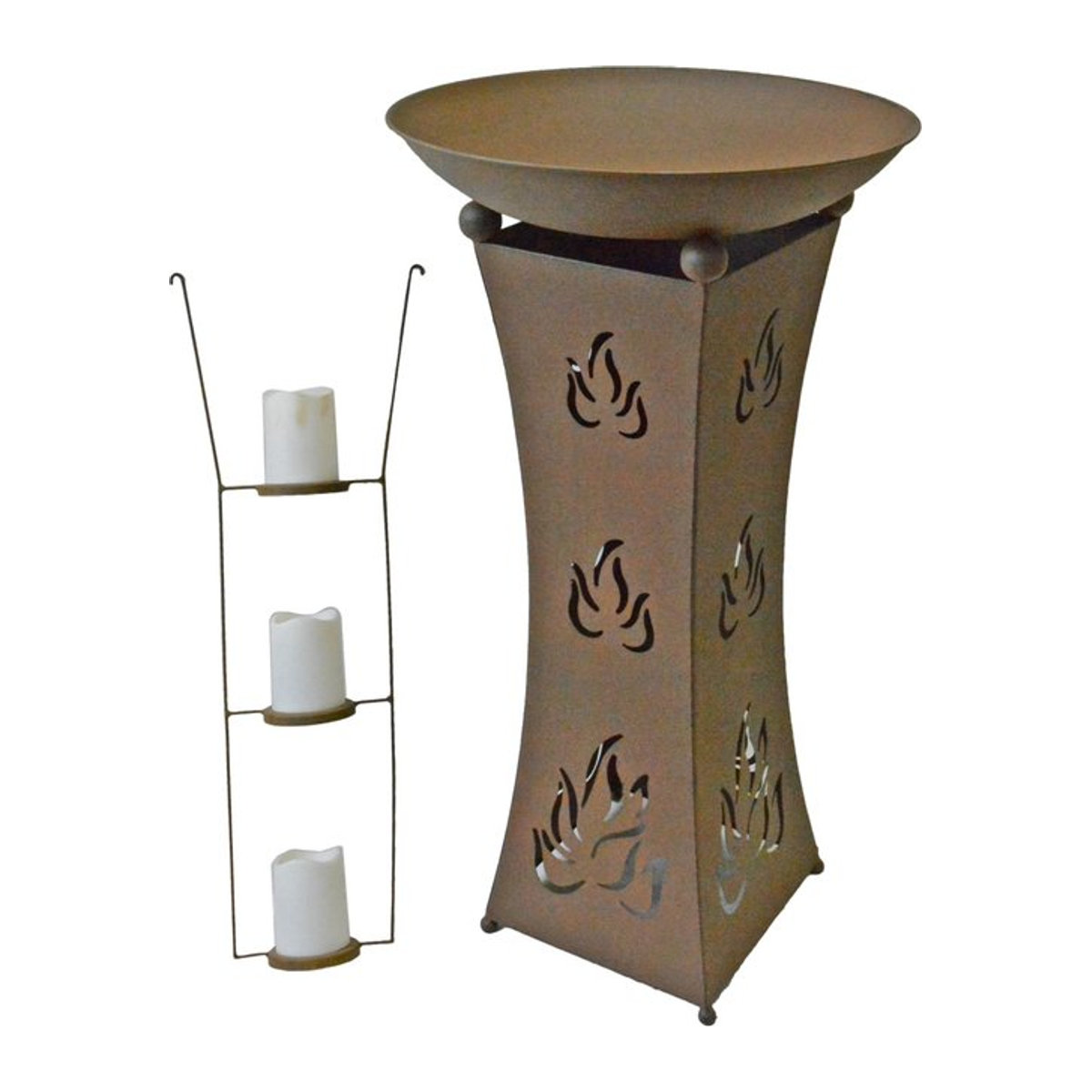 GARDEN PLEASURE Pflanzschale mit LED Beleuchtung in Rostoptik Braun, Durchmesser: 47,5 cm, Höhe: 93 cm - Bild 1