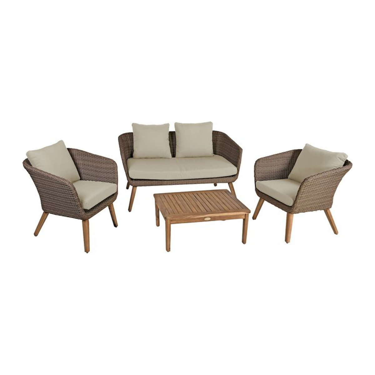 Garden Pleasure Sitzgruppe Arona Loungemöbel in Grau mit 4 Sitzplätzen und Auflagen aus Polyrattan und Polyester - Bild 1