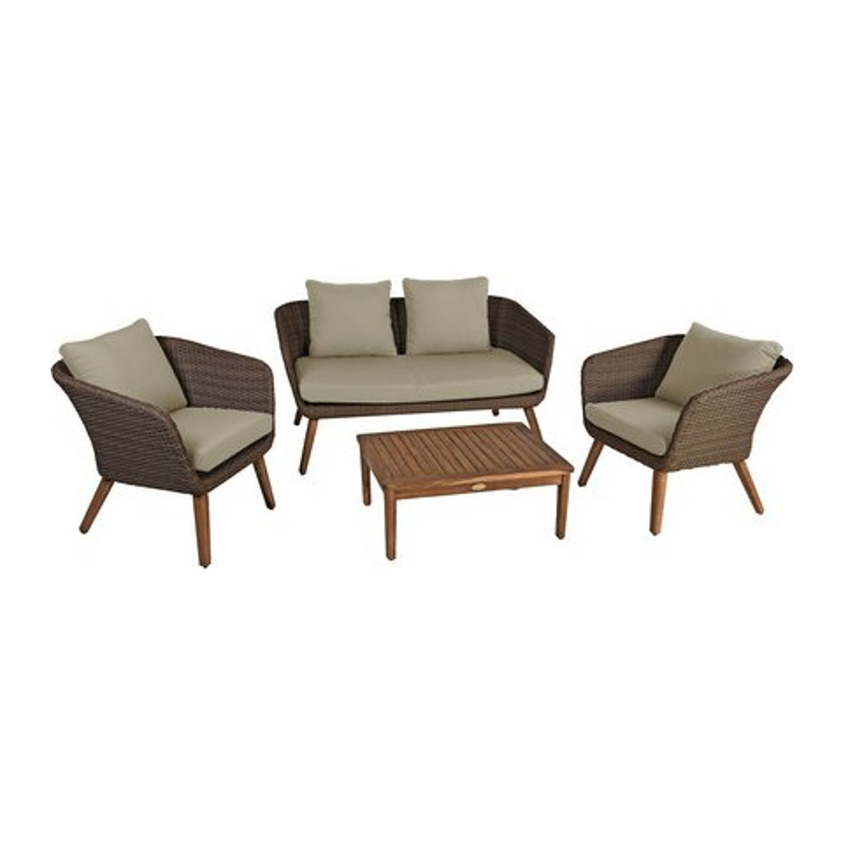 Garden Pleasure Sitzgruppe Arona Loungemöbel in Grau mit 4 Sitzplätzen und Auflagen aus Polyrattan und Polyester - Bild 2