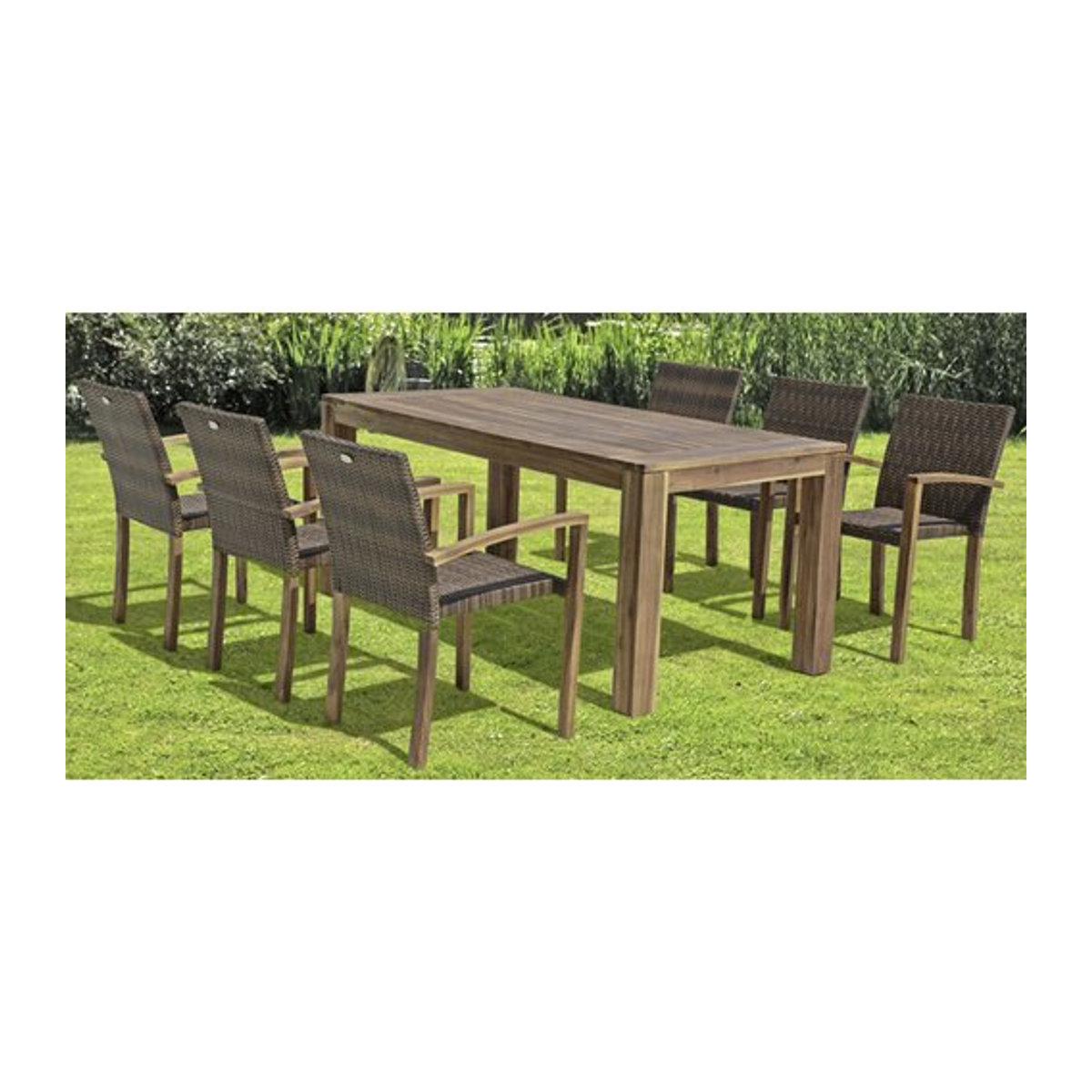 Garden Pleasure Tischgruppe Topeka Gartenmöbelset aus Akazienholz und Kunststoff in Braun für 6 Personen, B/T/H: 180 x 180 x 77 cm - Bild 2