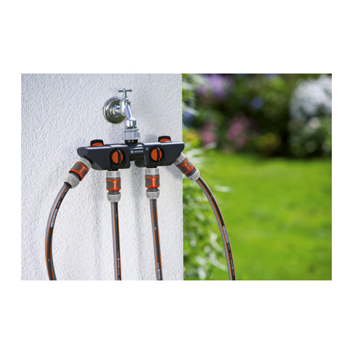 Gardena 4-Wege-Verteiler mit Regulierventil aus Kunststoff, grau/orange, B/T/H: 30,5 x 6,7 x 12,8 cm - Bild 3