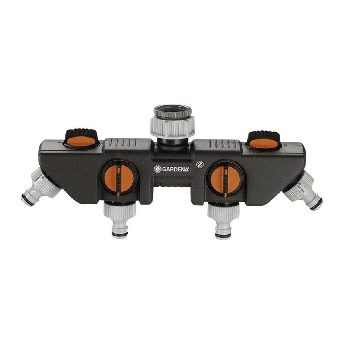 Gardena 4-Wege-Verteiler mit Regulierventil aus Kunststoff, grau/orange, B/T/H: 30,5 x 6,7 x 12,8 cm - Bild 4