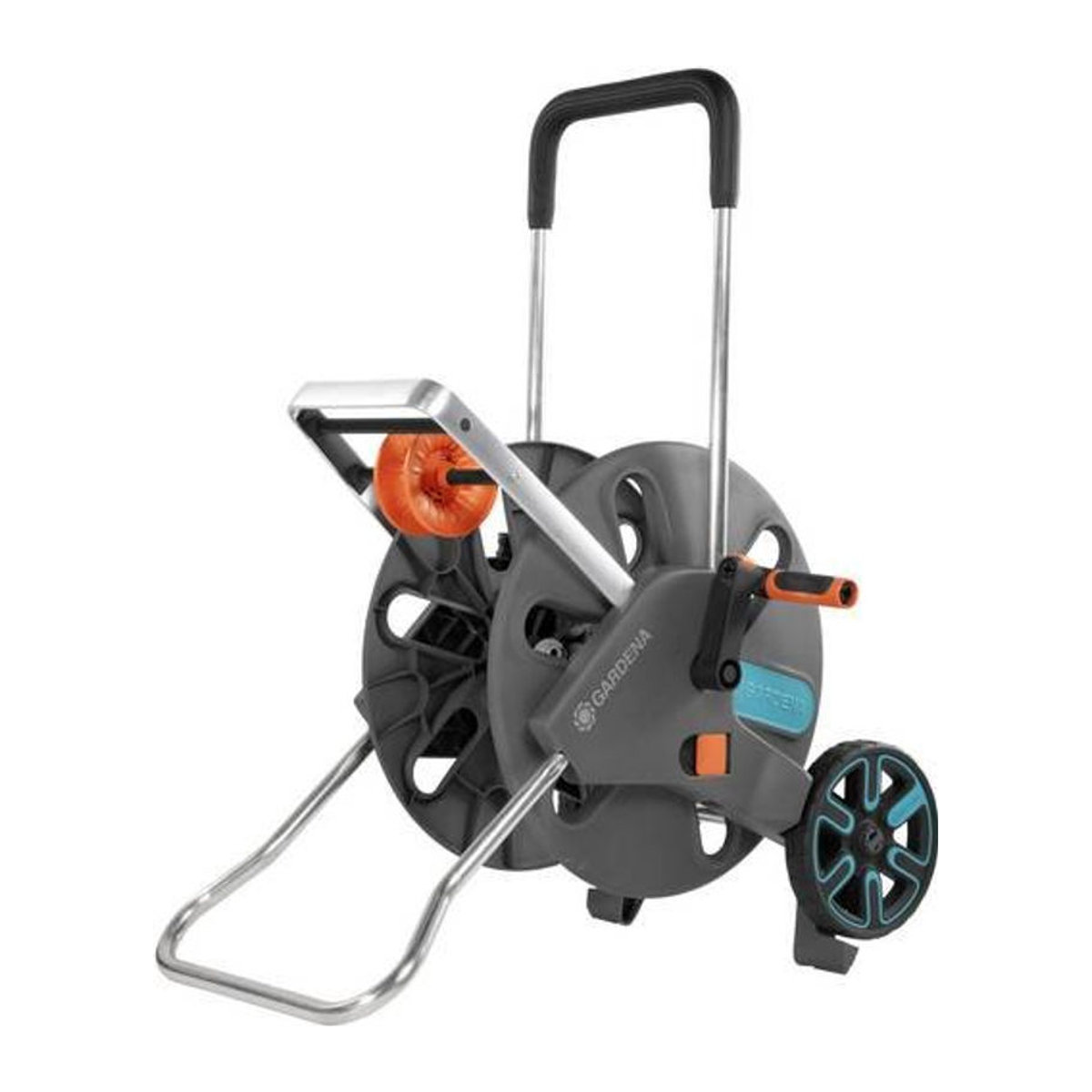 Gardena CleverRoll L Easy Schlauchwagen aus Metall und Kunststoff in Grau, Türkis, Orange und Blau - Bild 1