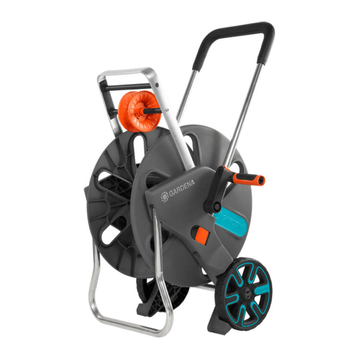Gardena CleverRoll L Easy Schlauchwagen aus Metall und Kunststoff in Grau, Türkis, Orange und Blau - Bild 2