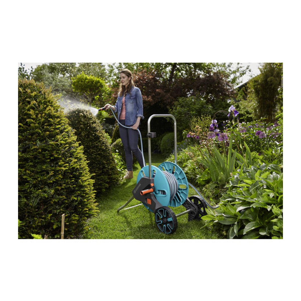 Gardena CleverRoll M Set Gartenschlauchwagen mit 20 m Schlauchlänge, Grau, Türkis, Orange, Multicolor - Bild 4