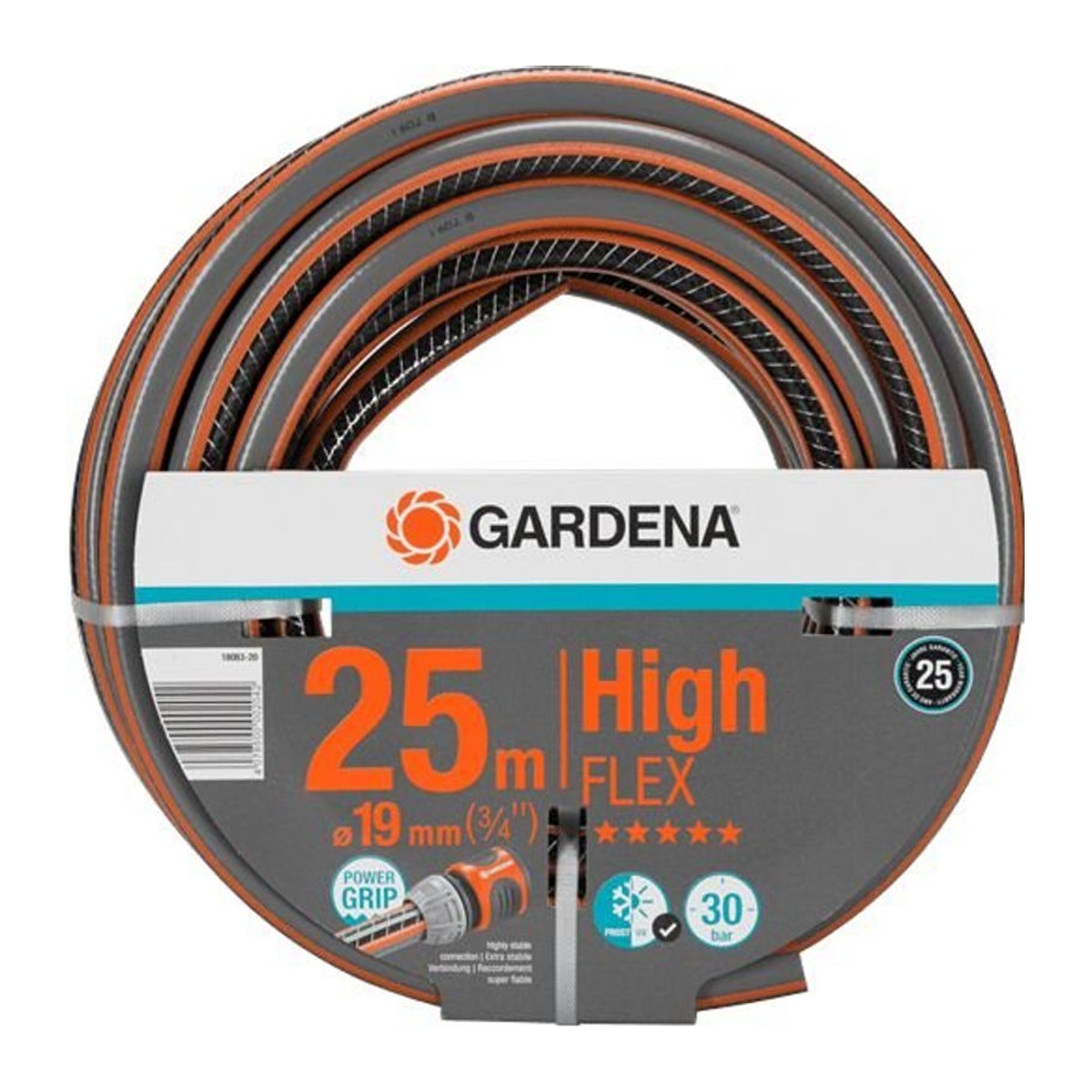 Gardena Comfort High Flex Gartenschlauch aus Kunststoff, 25 m, Ø 3/4 Zoll, Orange/Schwarz/Grau/Bunt - Bild 4