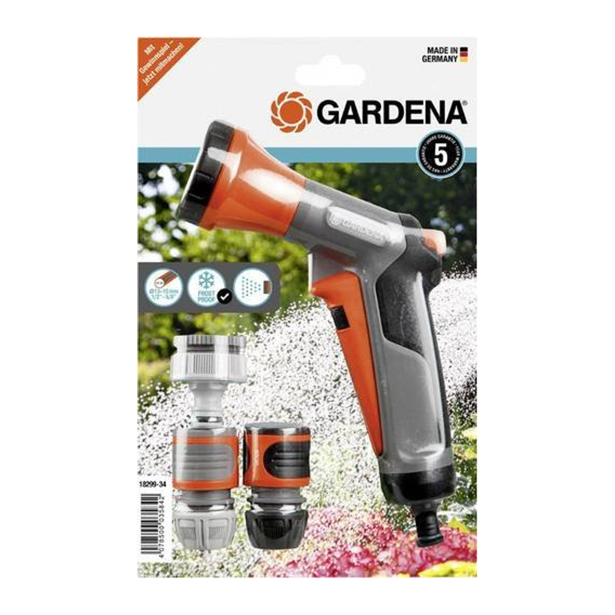 Gardena Gartenbrause mit Anschluss-Set, Schwarz-Grau-Orange - Bild 1
