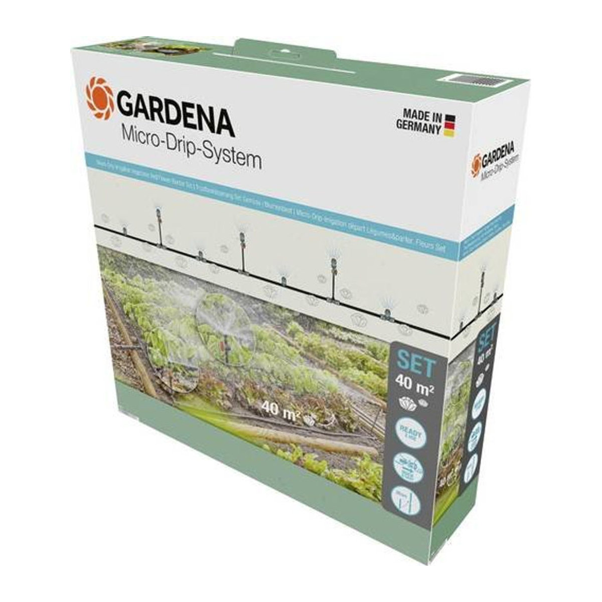 Gardena Micro-Drip-System Tropfbewässerungs-Set für Gemüse- und Blumenbeete 60 m2, B/T/H: 439 x 109 x 448 cm, schwarz-bunt - Bild 1