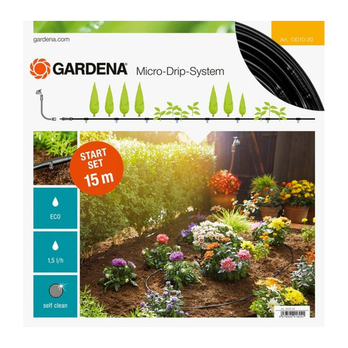 Gardena Micro-Drip-System Tropfbewässerungsleitung für Pflanzreihen in Schwarz und Bunt aus Kunststoff - Bild 1