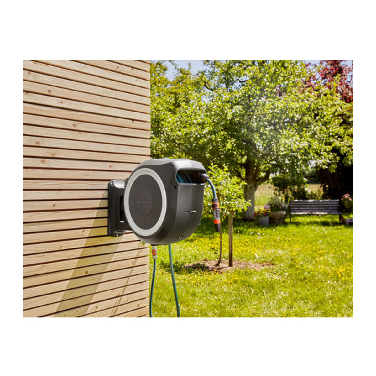 Gardena RollUp L Schlauchbox mit 30 m Schlauch in Grau, Weiß und Bunt, B/T/H: 66 x 26,1 x 48,4 cm - Bild 3