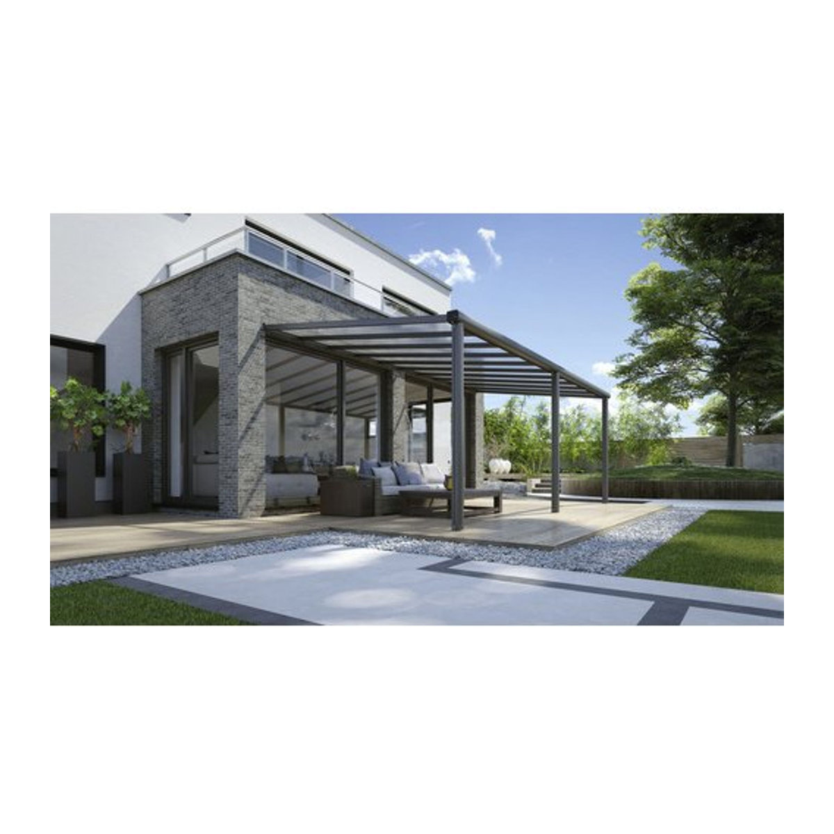GARDENDREAMS Terrassenüberdachung Compact Line mit Polycarbonat Dach in Anthrazitgrau, Breite: 604 cm - Bild 1