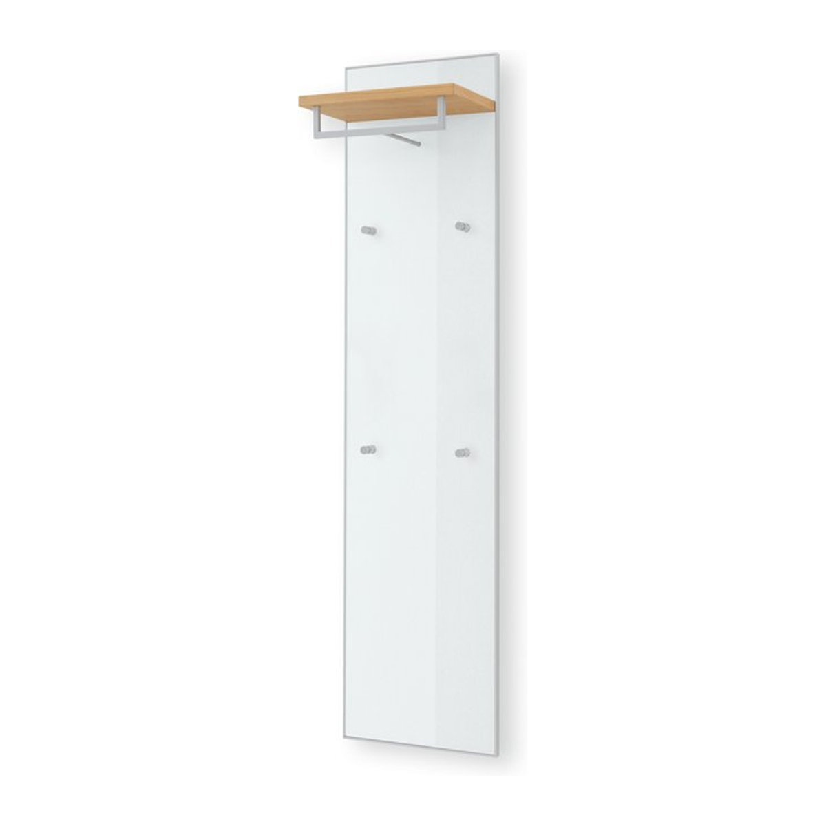 Garderobenpaneel Rolf Weber VERSMOLD in Weiß und Braun aus Holzwerkstoff und Glas im modernen Design, H: 170 cm x B: 42 cm x T: 30 cm - Bild 1