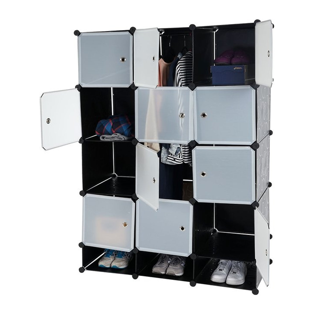 Garderobenschrank MCW Cairns T306 Regalsystem in Schwarz mit 8 Boxen, B/T/H: 37 x 37 x 47 cm pro Box - Bild 1