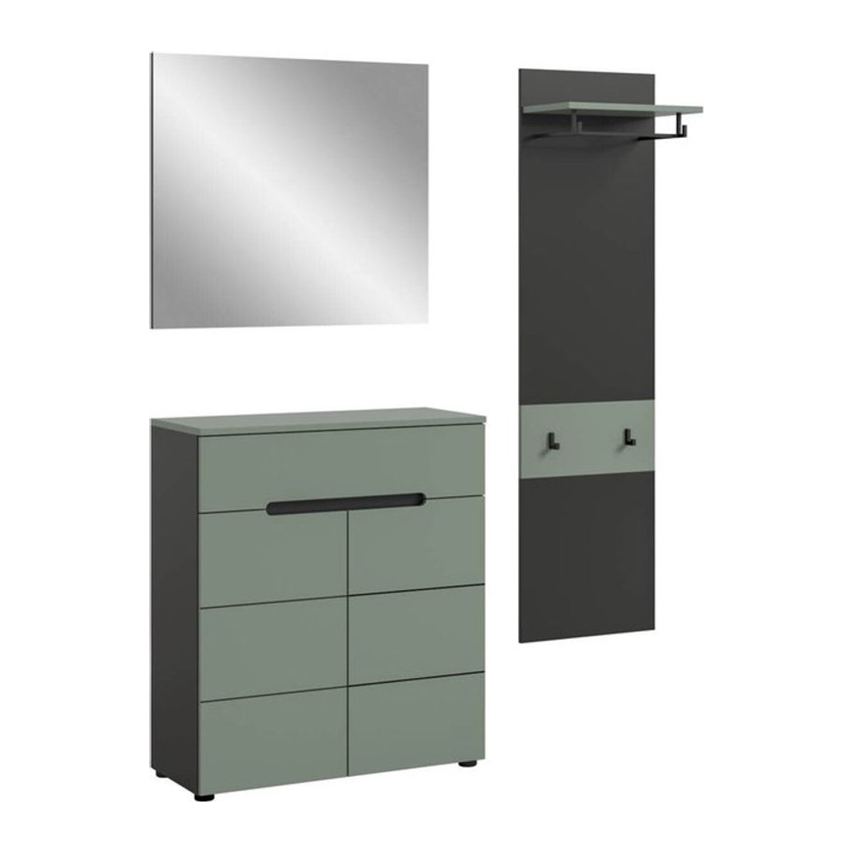 Garderobenset Canu von xonox.home in Grün und Basaltgrau, minimalistisches Design, B/H/T: 140 x 190 x 37 cm - Bild 1