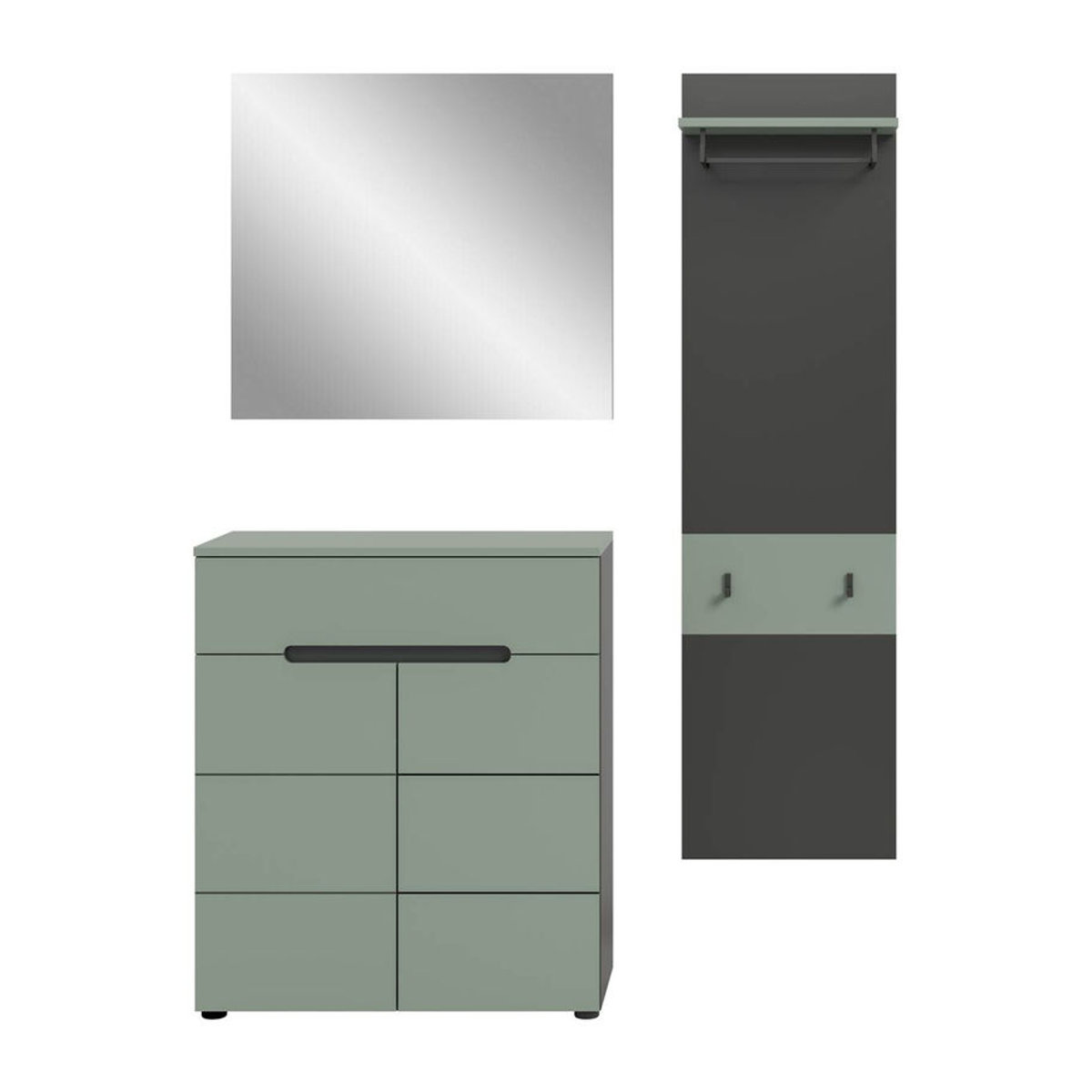 Garderobenset Canu von xonox.home in Grün und Basaltgrau, minimalistisches Design, B/H/T: 140 x 190 x 37 cm - Bild 2