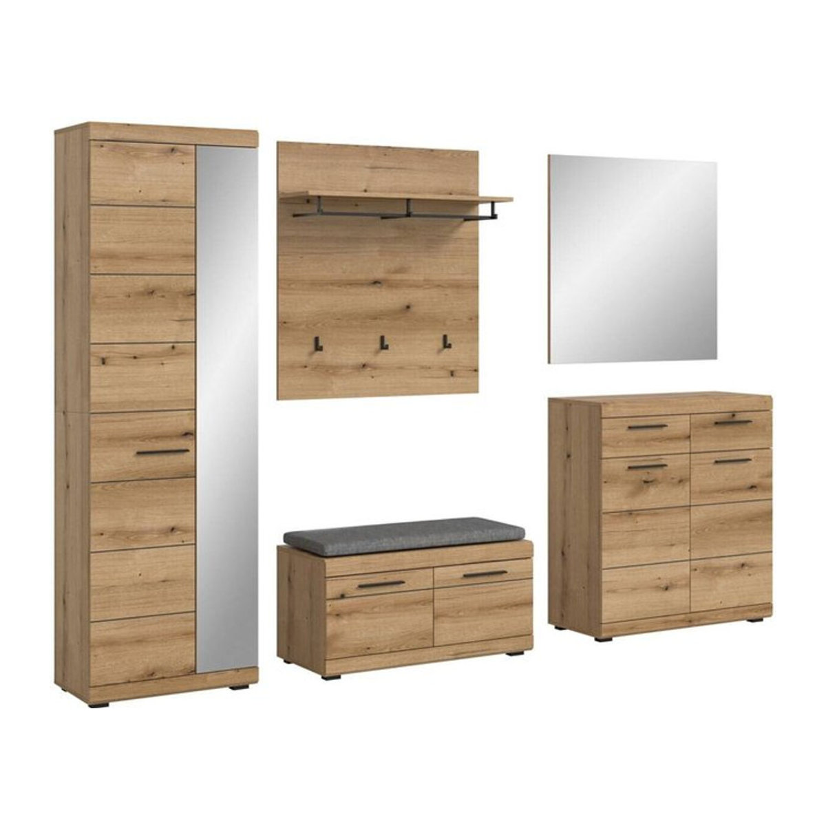 Garderobenset SCOUT Evoke Oak von xonox.home in Eiche Natur Braun, Modernes Design mit Drehtüren, B/H/T: 272 x 197 x 40 cm - Bild 1
