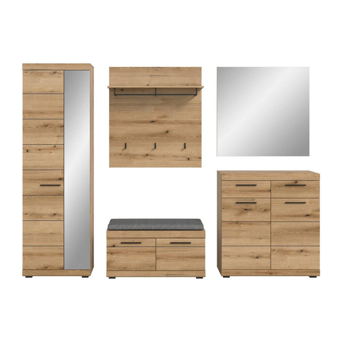Garderobenset SCOUT Evoke Oak von xonox.home in Eiche Natur Braun, Modernes Design mit Drehtüren, B/H/T: 272 x 197 x 40 cm - Bild 3