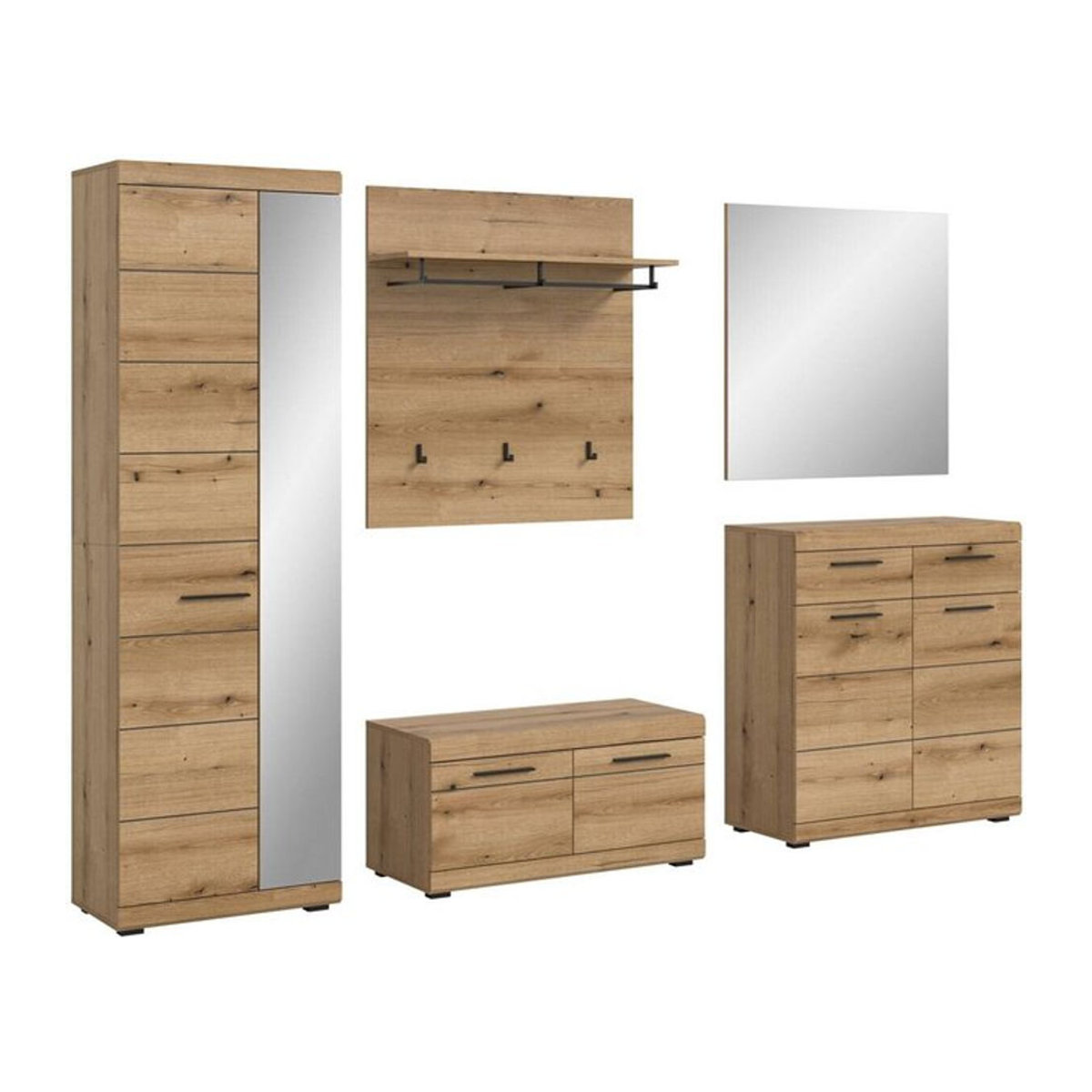 Garderobenset SCOUT Evoke von xonox.home in Eiche Natur Braun, Skandinavischer Stil mit Drehtüren, B/H/T: 272 x 197 x 40 cm - Bild 1