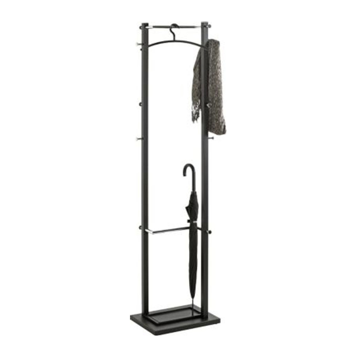Garderobenständer HAKU aus Metall mit 10 Knöpfen und Schirmhalterung, chrom-schwarz, B: 40 cm, T: 30 cm, H: 175 cm - Bild 2