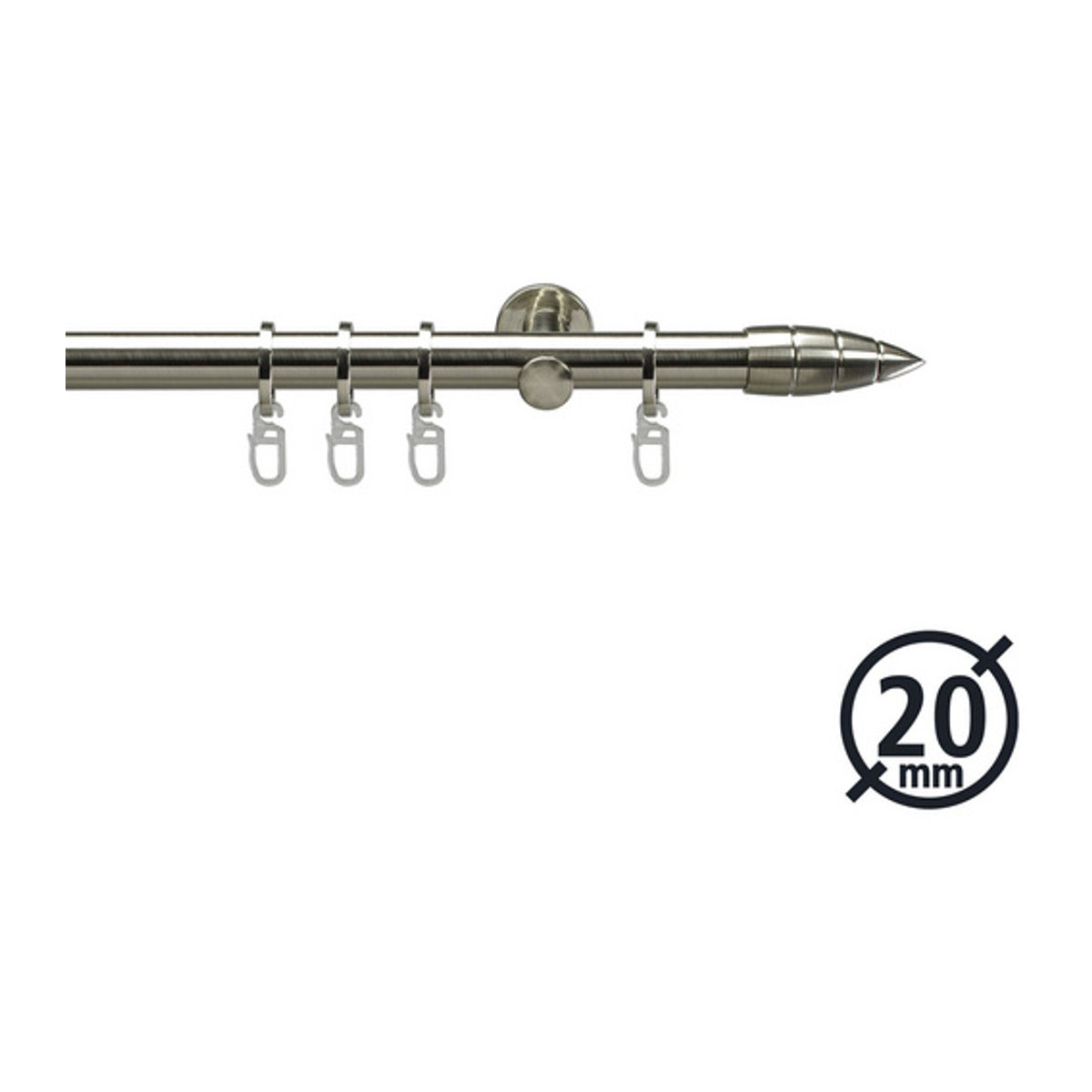 Gardinenstange Menorca von LIEDECO aus Metall in Silber, Länge: 120 cm, Durchmesser: 2 cm - Bild 2