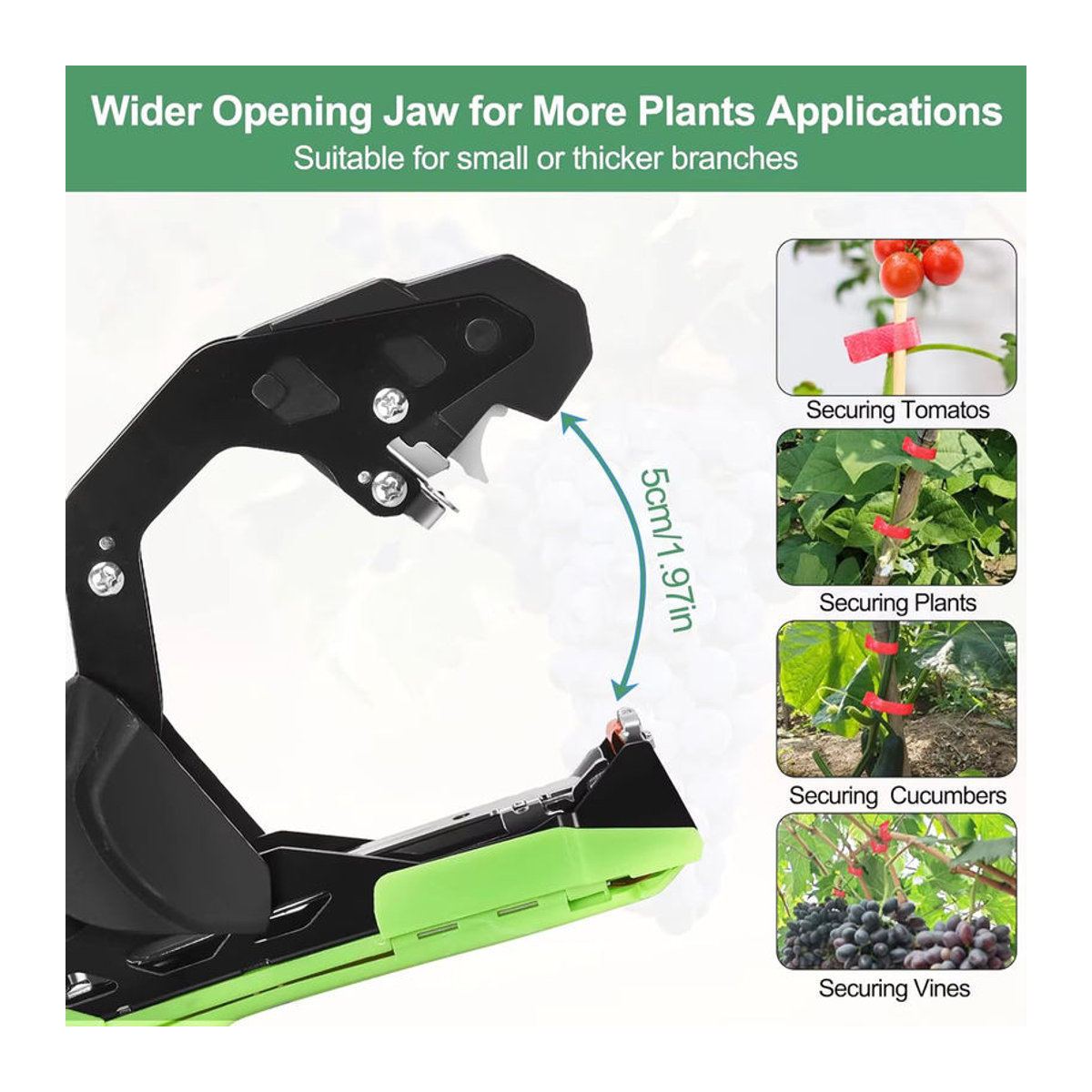 Garten-Handbindemaschine für Pflanzen in Grün aus Edelstahl mit 10 Rollen für Gemüse, Trauben, Tomaten und Gurken - Bild 1
