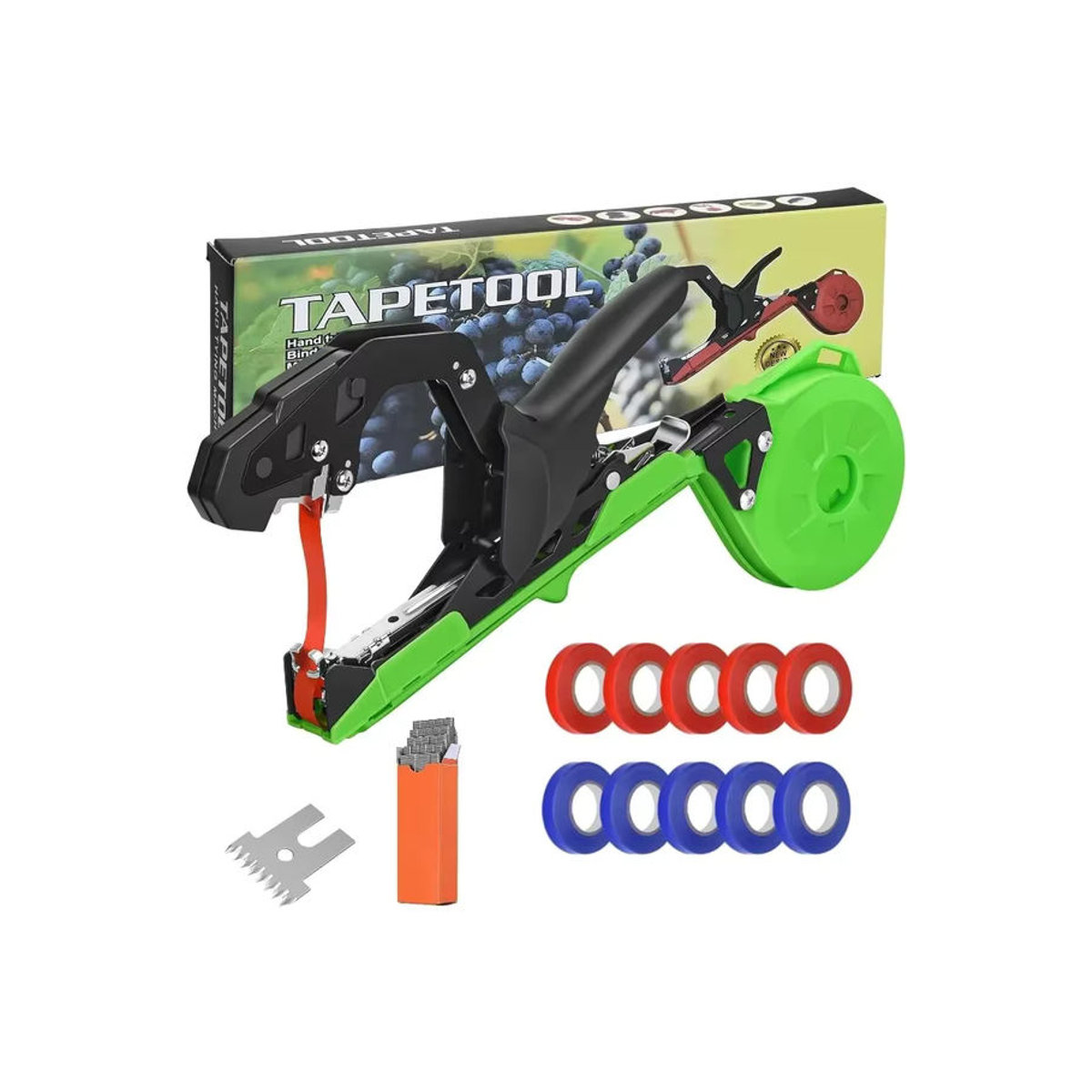 Garten-Handbindemaschine für Pflanzen in Grün aus Edelstahl mit 10 Rollen für Gemüse, Trauben, Tomaten und Gurken - Bild 5