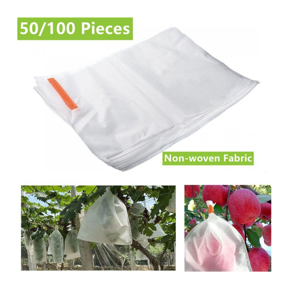 Garten-Obst-Schutztaschen aus Vliesstoff als Anti-Vogel- und Insekten-Barriere für Äpfel, Trauben und Gemüse - Bild 1