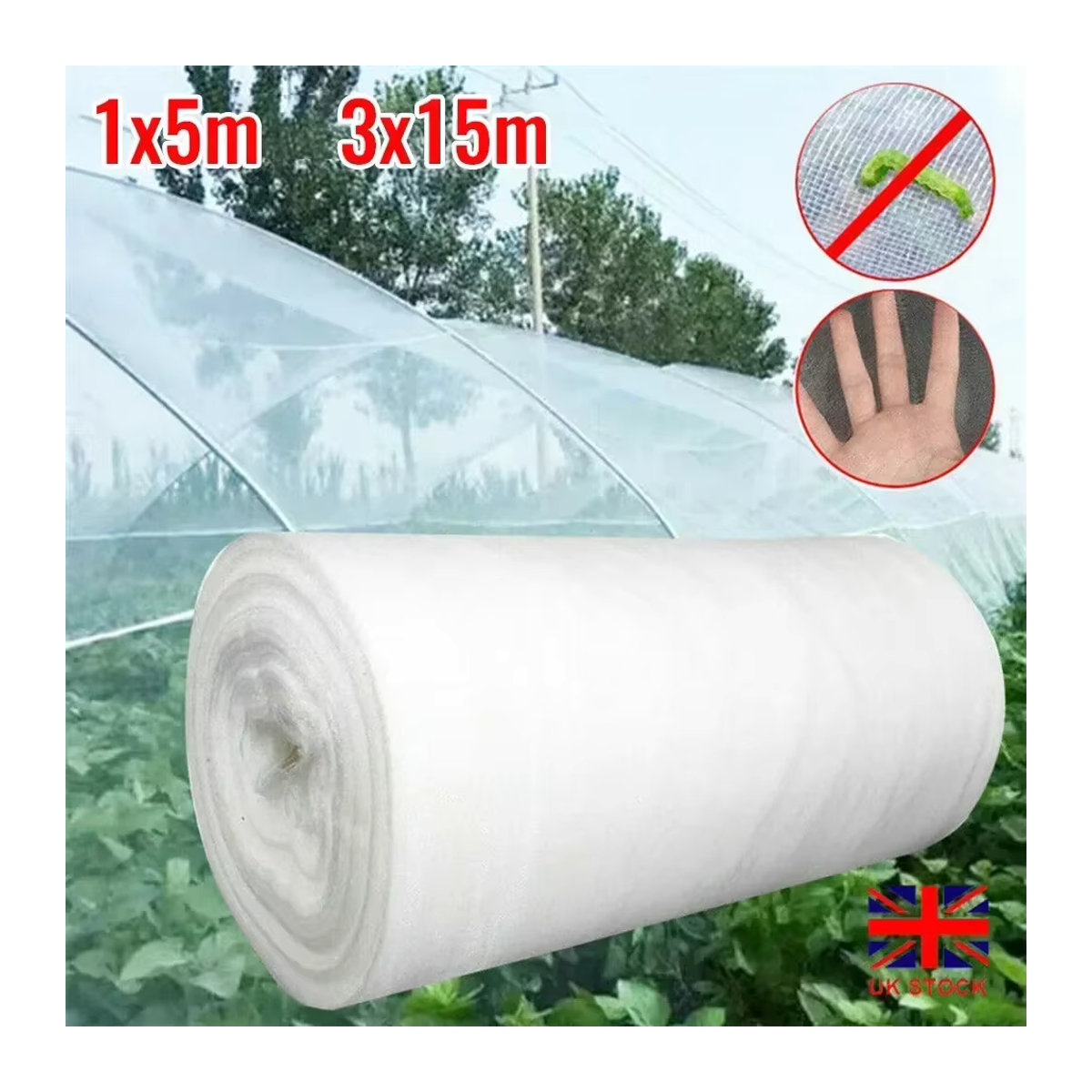 Garten-Schutznetz zum Schutz von Gemüse, Tomaten und Erdbeerpflanzen vor Vögeln und Insekten, B: 3 m, L: 15 m - Bild 3
