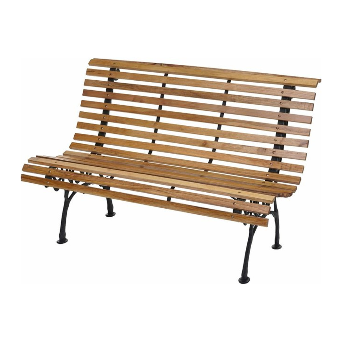 Gartenbank MCW-F97 als 2-Sitzer aus Holz und Gusseisen in Hellbraun, Breite: 122 cm - Bild 1