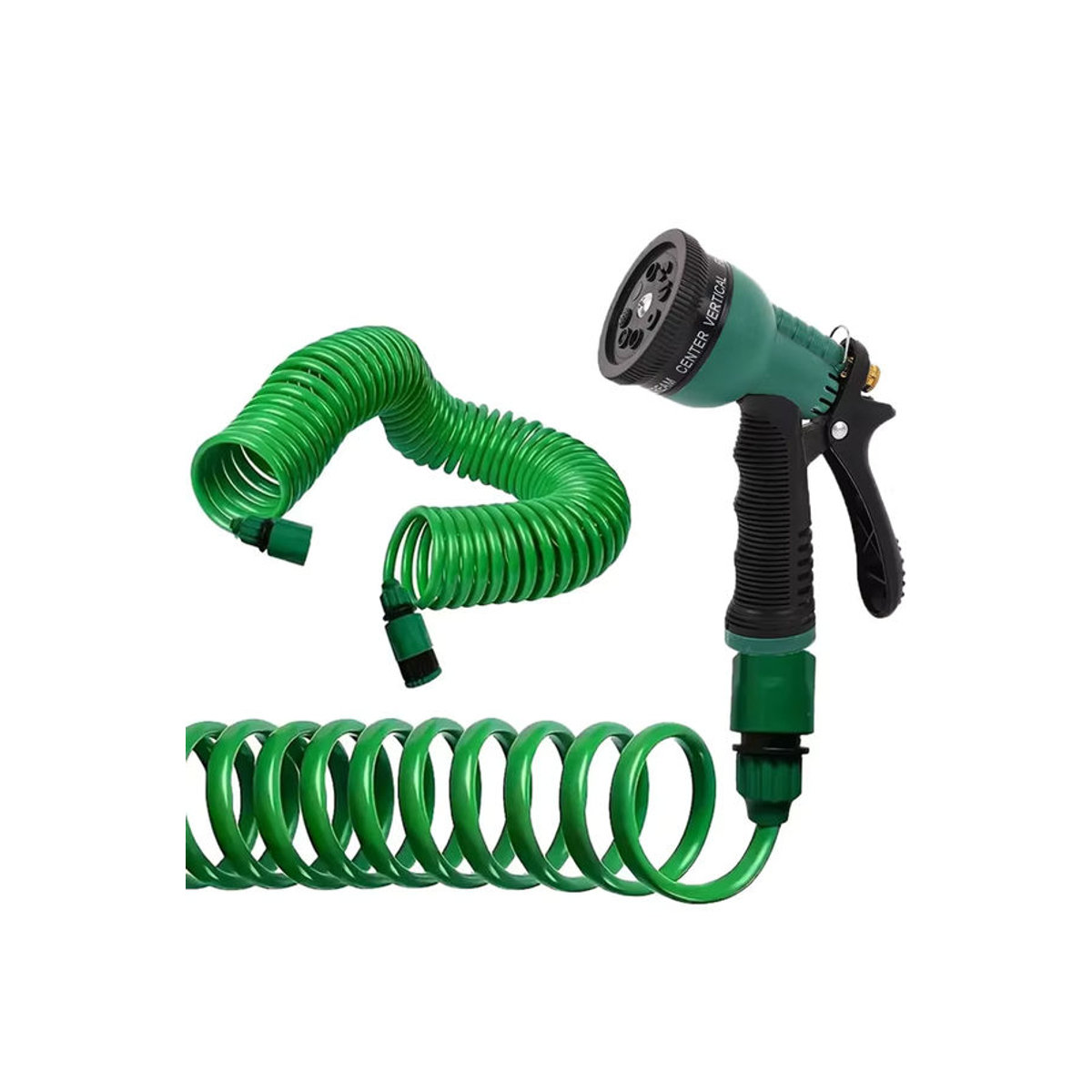 Gartenbewässerungs-Set aus Kunststoff mit 7-Funktionsdüse, Wasserpistole und flexiblem Federrohr in Grün - Bild 6