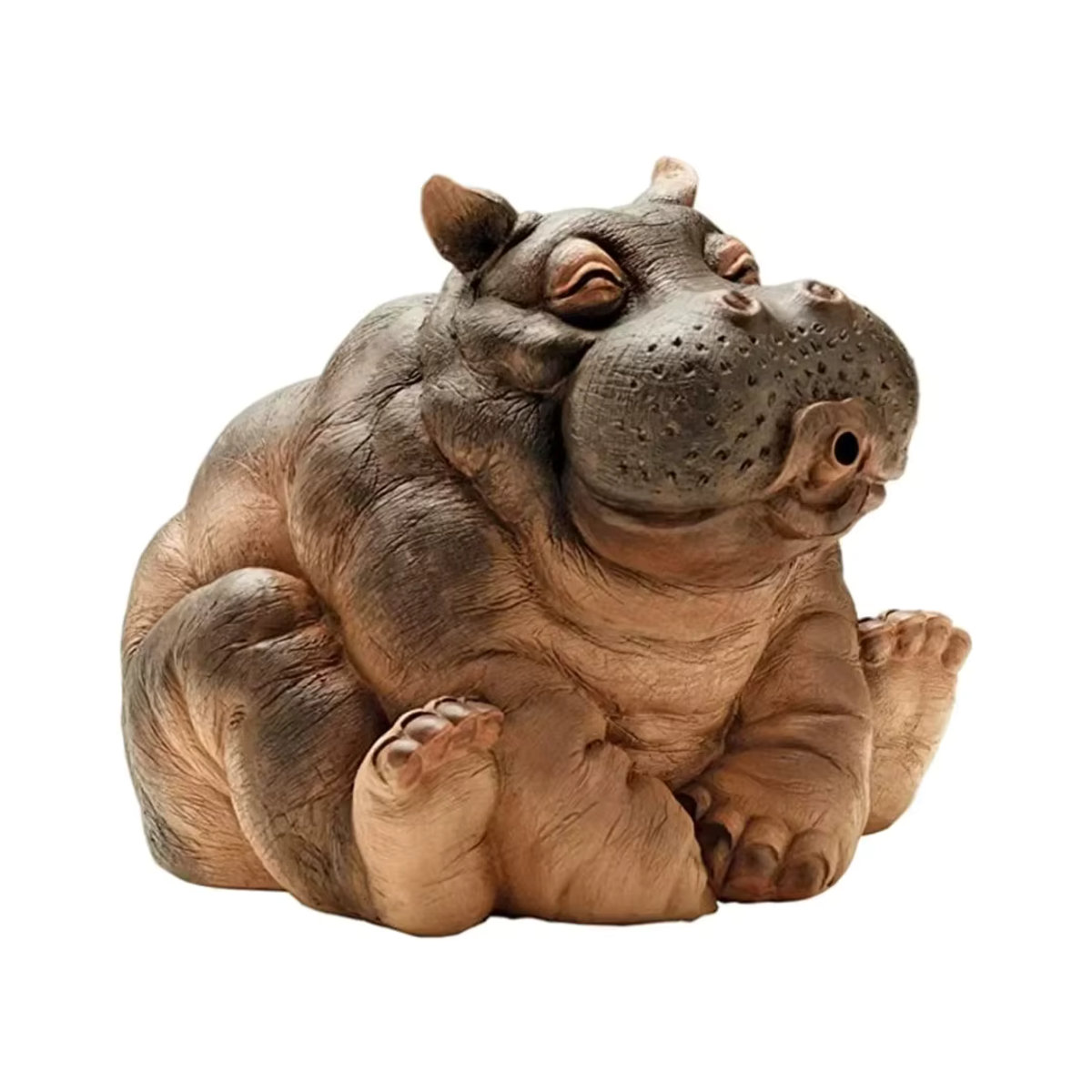 Gartenbrunnen Hanna The Hippo aus Kunstharz mit Wasserfunktion, afrikanisches Dekor, braun, Höhe: 25,4 cm - Bild 6