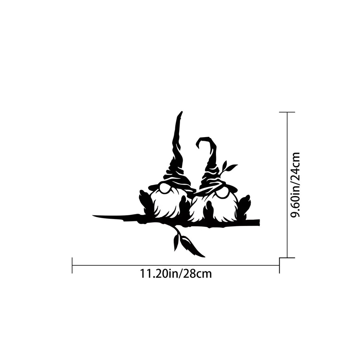 Gartendekoration aus Metall in Schwarz mit zwei Gnomen, Pilzen und Zweigen als Pfahl-Silhouette für deinen Garten und Hof - Bild 2