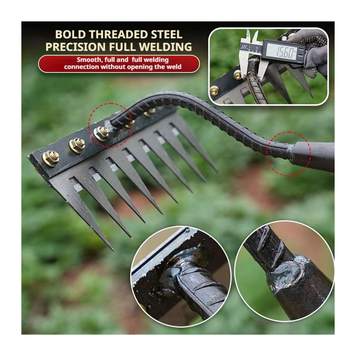 Gartenhandrechen aus Metall mit 5 bis 8 Zähnen für die Landwirtschaft und zum Jäten - Bild 2