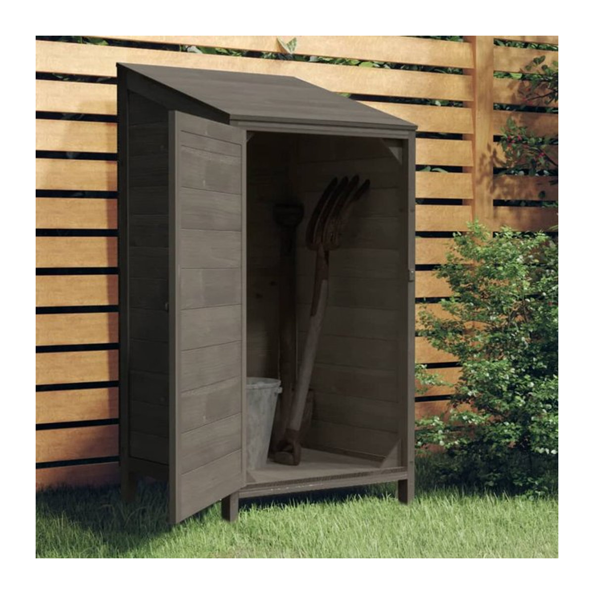 Gartenschuppen aus massivem Tannenholz in Anthrazit im Landhausstil, B/T/H: 55 x 52 x 112 cm - Bild 1