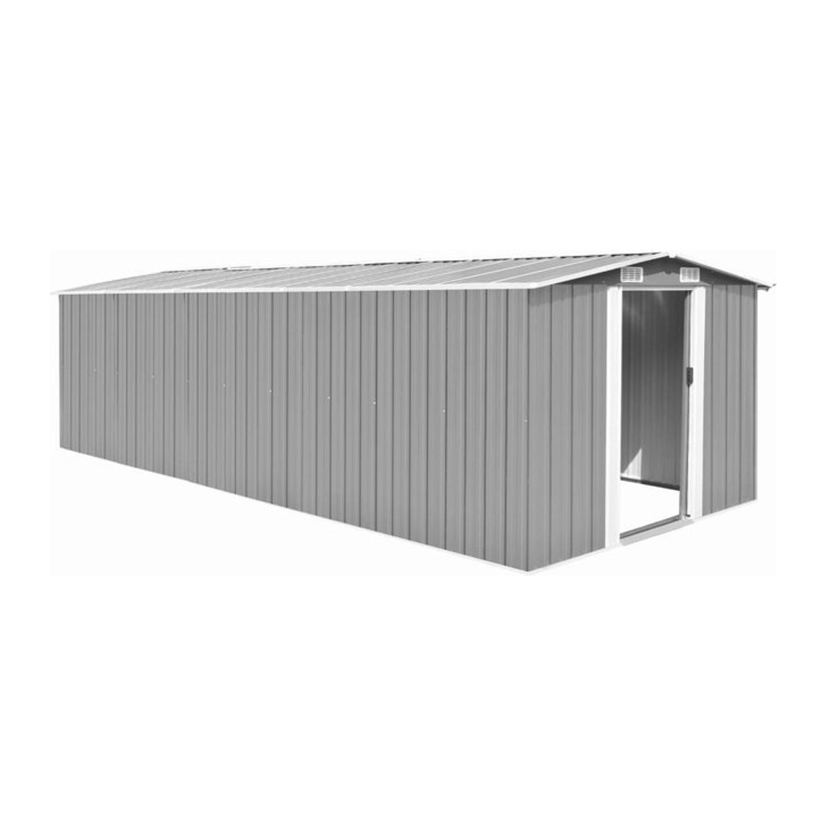 Gartenschuppen aus Metall in Grau, H: 257 cm, B: 580 cm, T: 181 cm - Bild 1