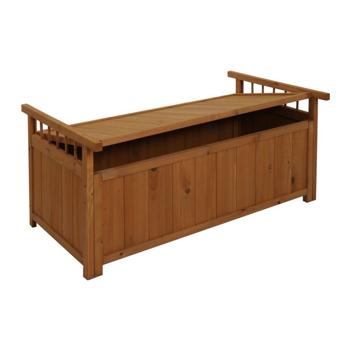 Gartentruhe MCW Aufbewahrungstruhe und Auflagenbox aus Tannenholz in Natur/Braun, B/T/H: 108 x 53 x 60 cm - Bild 1