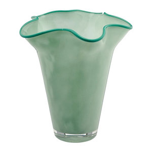 GASPER Vase CONSTRUCT aus Glas in Grün und Blau für Schnittblumen, Höhe: 19,5 cm, Durchmesser: 17 cm