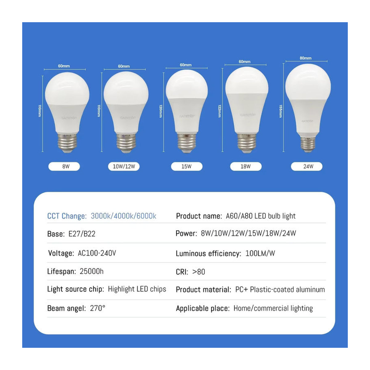 Gatetop 3er Set LED CCT Glühbirnen E27 B22 mit 3 Farbtemperaturen und Speicherfunktion - Bild 2