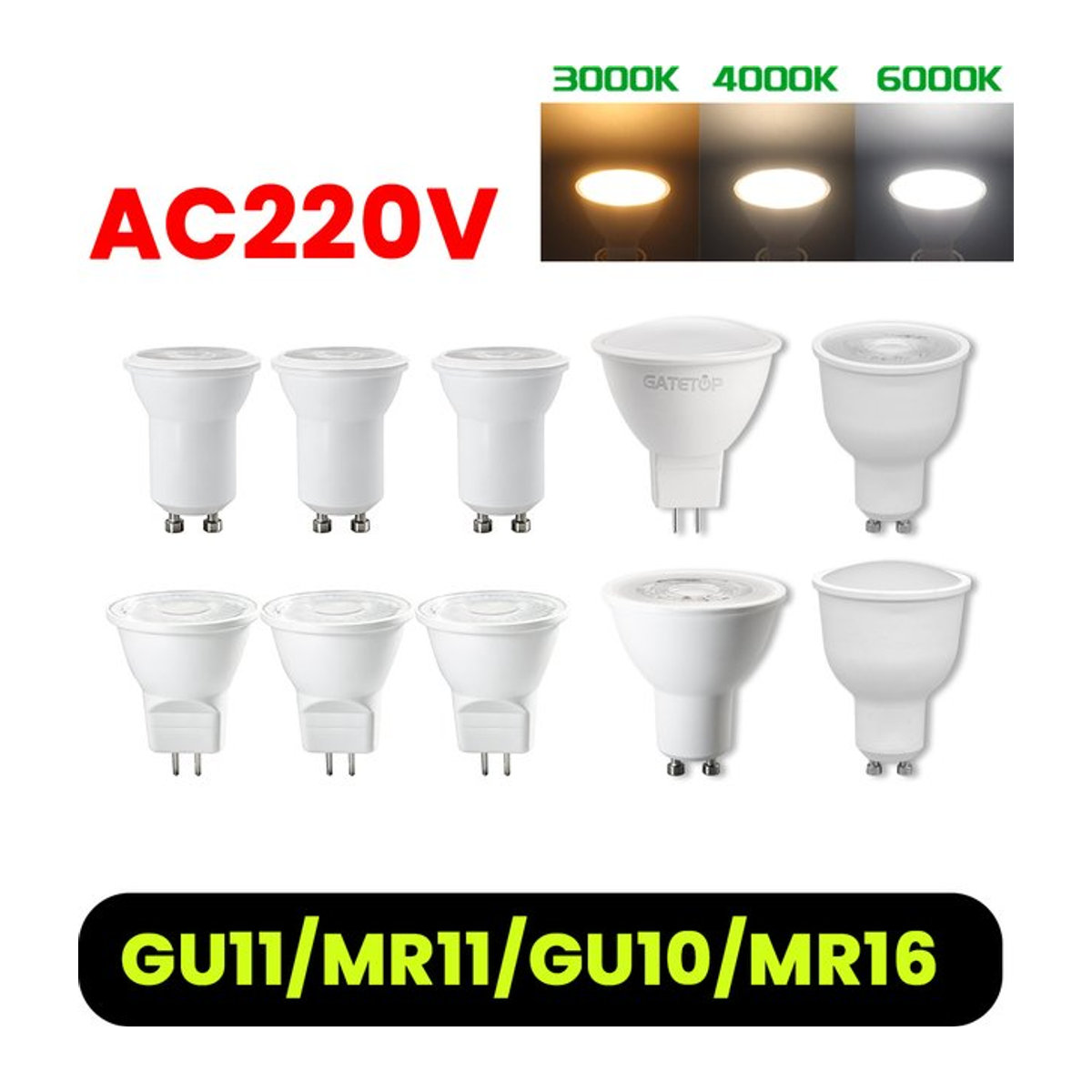 Gatetop 8er-Pack LED-Strahlerlampen GU10 als Ersatz für Halogenlicht in Warmweiß, Neutralweiß oder Kaltweiß - Bild 1