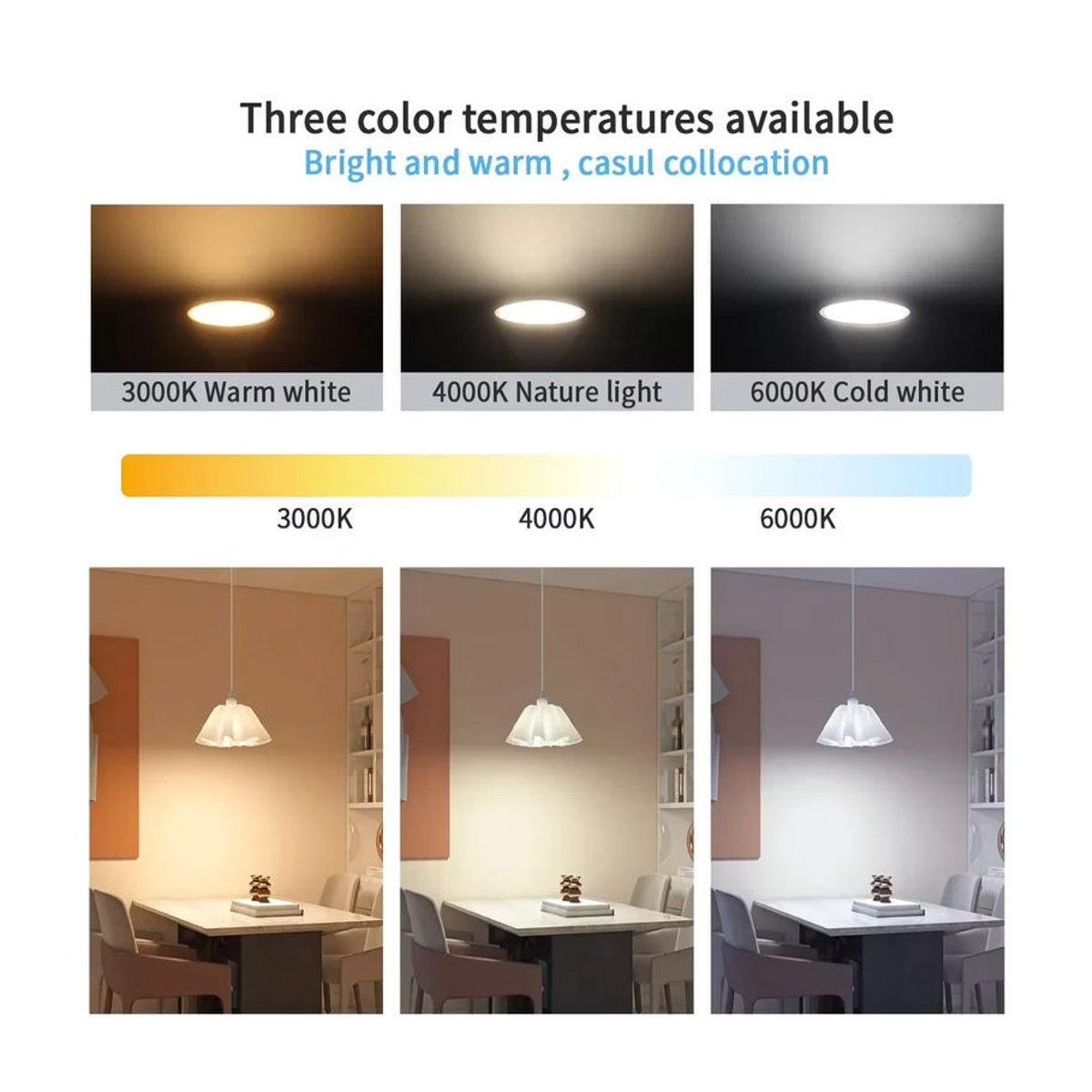 Gatetop 8er Set GU10 LED-Lampen aus Aluminium, dimmbar, warmweiß und kaltweiß, 50W Äquivalent für Einbauleuchten und Spots - Bild 2