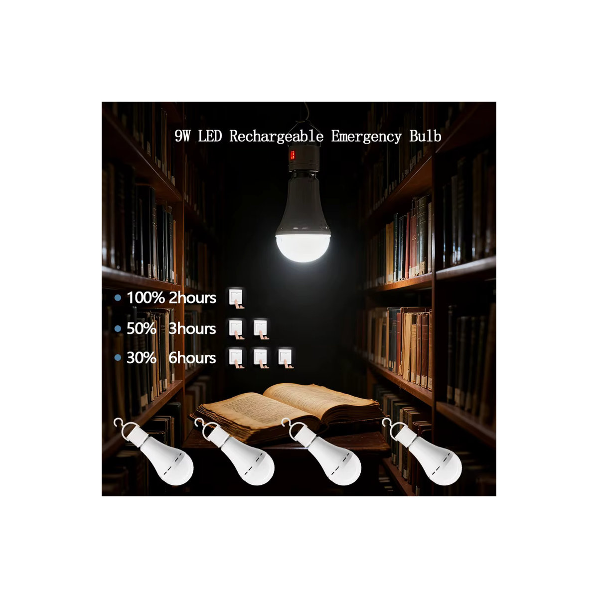 Gatetop E27 LED Notfalllampe 9W wiederaufladbar mit 1500mAh Akku - Bild 7