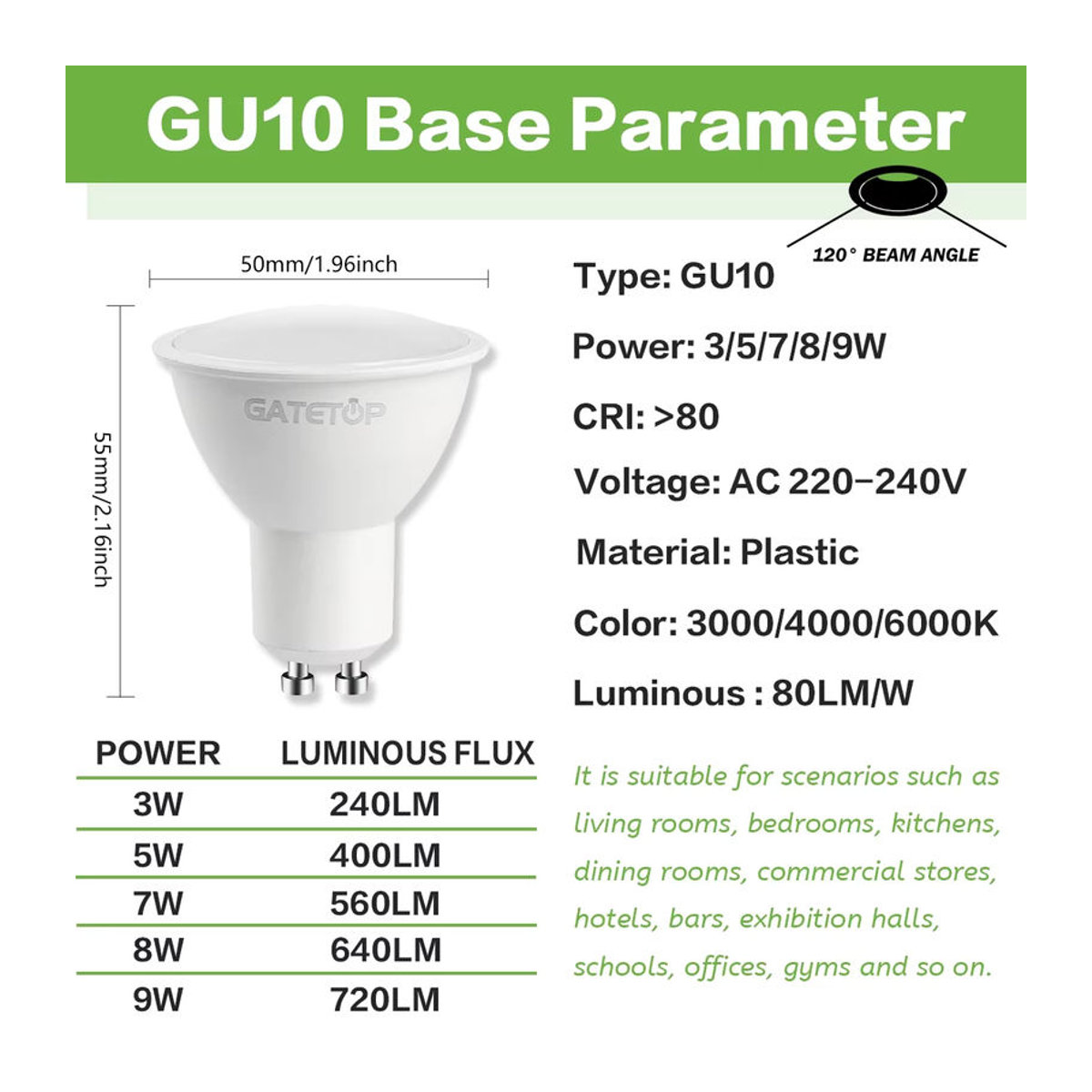 Gatetop GU10 LED Scheinwerfer Birne Neutralweiß Ersatz für Halogenlampen - Bild 1