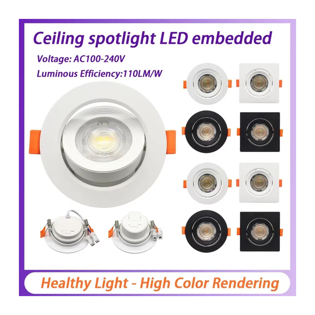 Gatetop LED Einbaustrahler Weiß Minimalistisches Design für Schlafzimmer und Badezimmer mit CCT 3000/4000/6500K und Anti-Glare Funktion - Bild 1