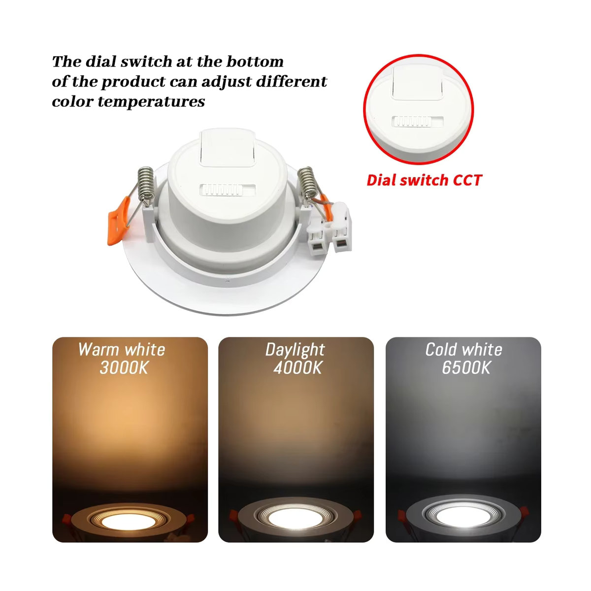 Gatetop LED Einbaustrahler Weiß Minimalistisches Design für Schlafzimmer und Badezimmer mit CCT 3000/4000/6500K und Anti-Glare Funktion - Bild 4