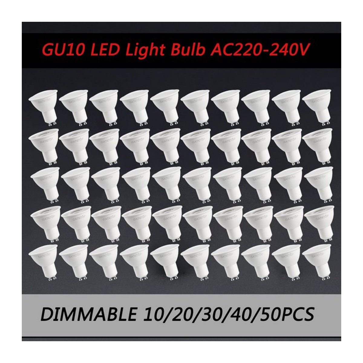Gatetop LED Energy Spot GU10 Glühbirne, dimmbar, 50 W, Kaltweiß/Tageslicht - Bild 1