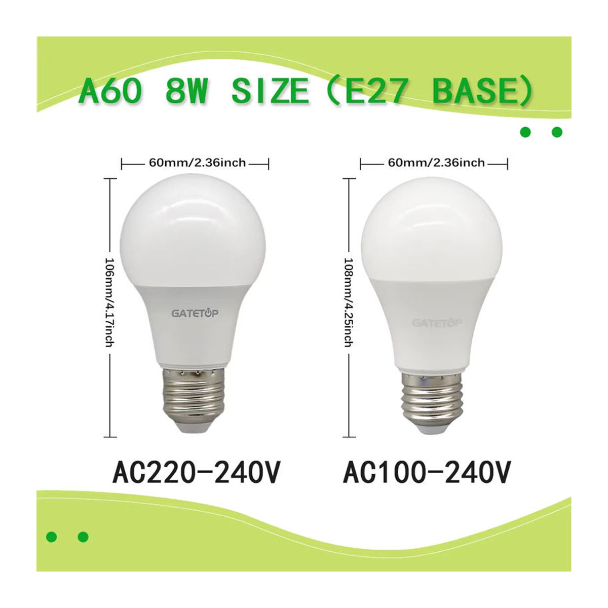 Gatetop LED-Glühbirne E27 8W in Warmweiß für deine Heimdekoration - Bild 1